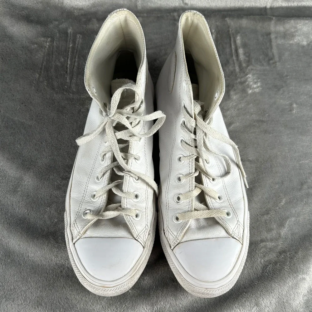 Converse Chuck Taylor All Star High Top White Leather Mens 9.5 Womens 11.5 1T406